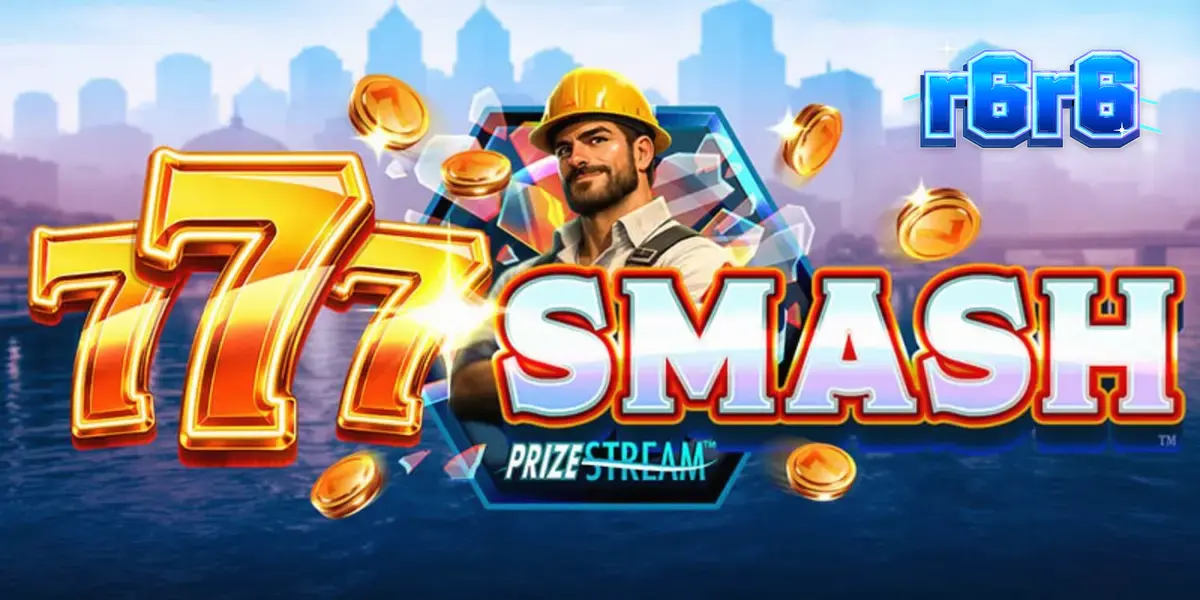 Tampilan visual slot 777 Smash dengan tema konstruksi dan bola penghancur